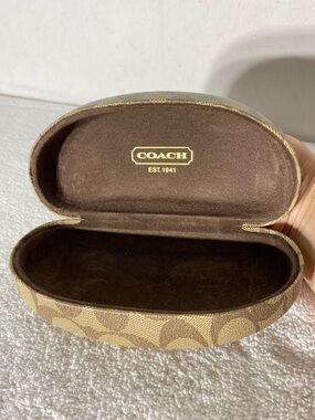 Coach Hard Clamshell Glasses Case W Brown Tan Monogram Pattern Y2K